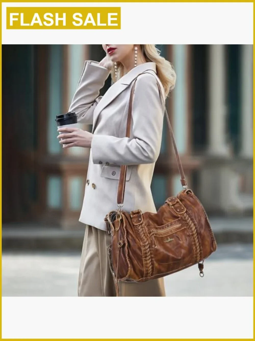 Vegan Leather Hobo Satchel Handbag Large Tote Shoulder Bag with Pockets